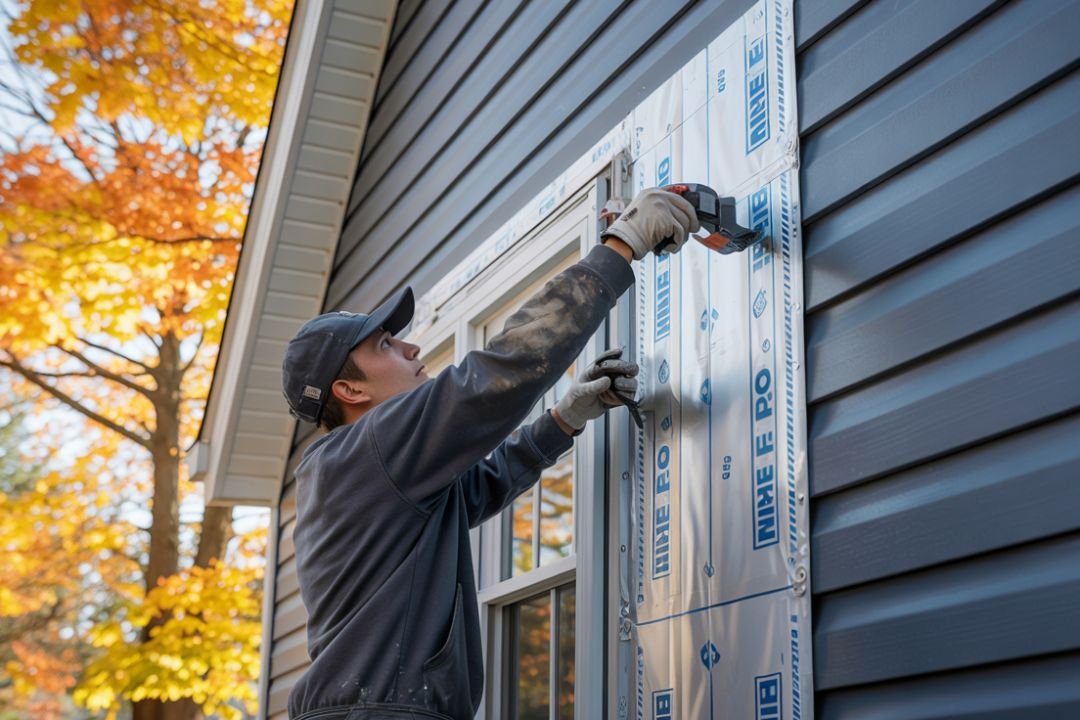 Before and after insulated vinyl siding installation